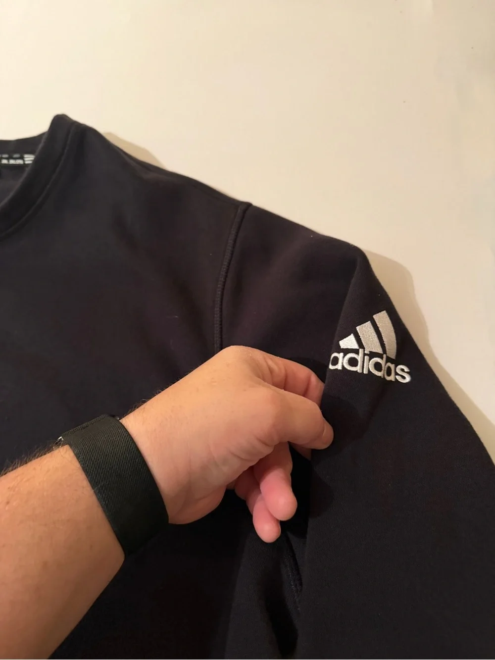 ADIDAS Men's Black Long Sleeved Crew Neck Sweatshirt 2XL Sleeve Logo